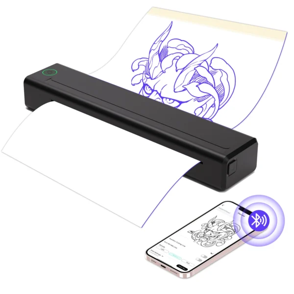 Thermal Printer Wireless Tattoo Transfer Stencil Printer Thermal Tattoo Machine Portable Printer Kit for Artists Smartphone & PC