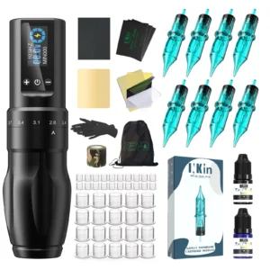 INKIN Soultats Wireless Cartridge Tattoo Machine Pen Tattoo Kits 6 Adjustable Strokes 2.0-4.0mm Cartridge Tattoo Needles Supply