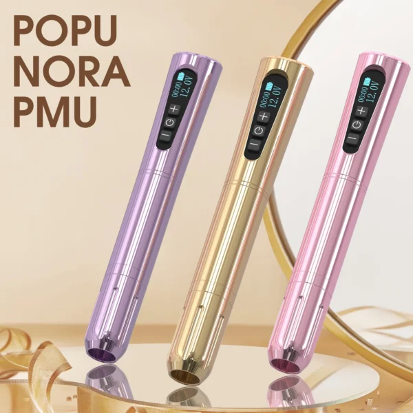 POPU NORA Permanent Makeup Wireless PMU Tattoo Machine Pen Microblading Eyebrow Lip for Cartridge Tattoo Needles Tattoo Supplies