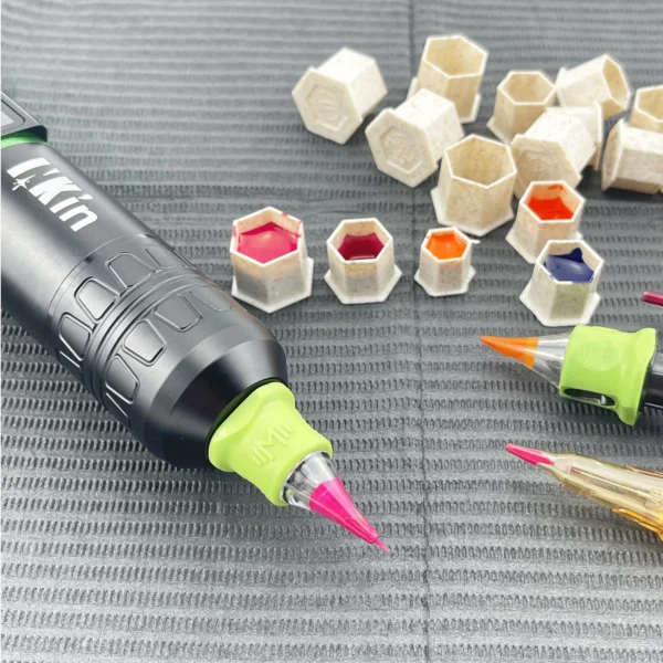 100 PCS Tattoo Ink Cups Eco-friendly Disposable Caps with Base Biodegradable Wheat Straw Material for Hold Ink Pigments - Image 4