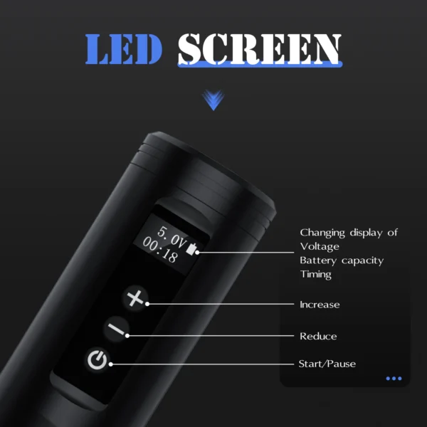 INKIN Tattoo Kit Wireless Tattoo Pen Machine LED Display 2000mAh Battery Tattoo Ink Cartridge Needles Supplies for Artist - Image 4