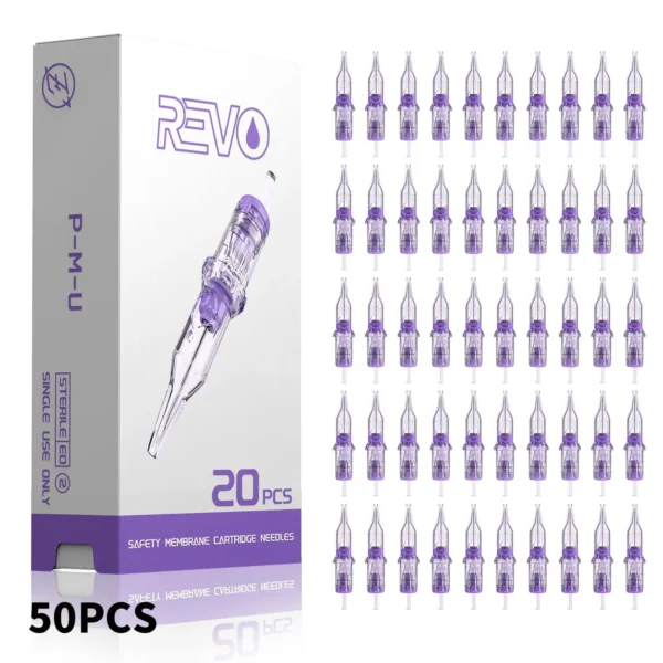 50pcs INKIN REVO Cartridge Tattoo Needles Disposable Needles RL RM Mix Permanent Makeup Eyebrow Lip for Cartridge Tattoo Machine