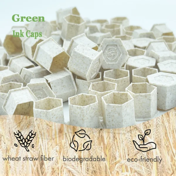 100 PCS Tattoo Ink Cups Eco-friendly Disposable Caps with Base Biodegradable Wheat Straw Material for Hold Ink Pigments - Image 5