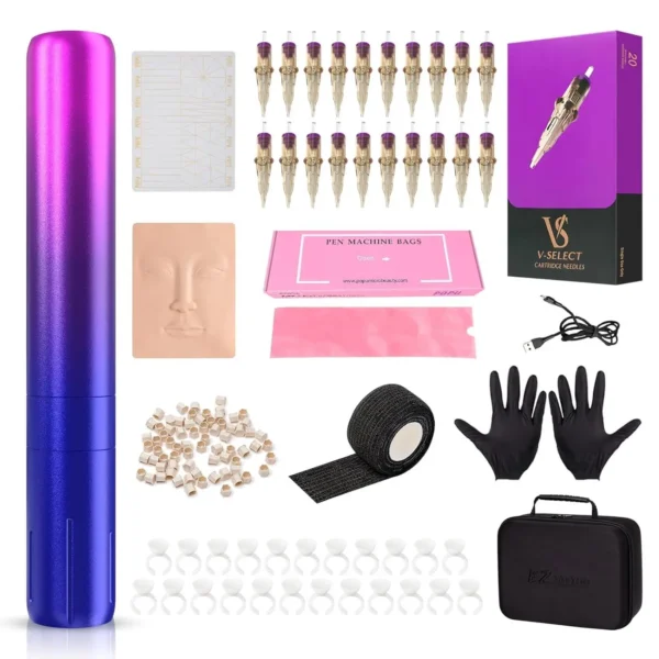 EZ INKIN Lola Mini Kit Permanent Makeup Tattoo Pen Machine 20Pcs tattoo Needles Cartridge Supply for PMU & SMP