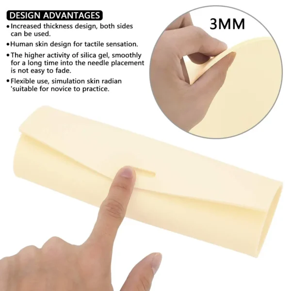 1pcs 30mm Extra Thick Tattoo Practice Skin Permanent Makup Tattoo Skin 2sides Usable 20*30*0.1cm Silicone Tattoo Skin Pads - Image 2