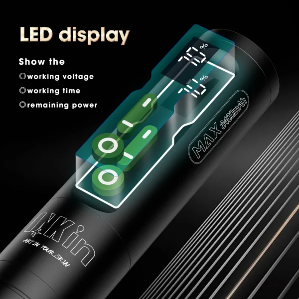 3400mAh Max Wireless Battery Tattoo Machine Pen Led Display Power Supply for Cartridge Tattoo Needles - Image 3